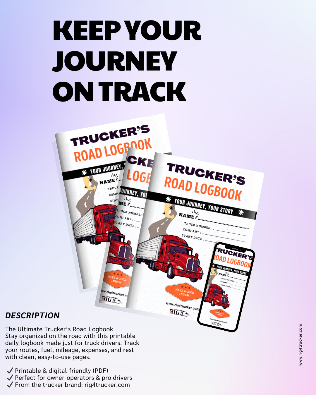 Trucker’s Road Logbook (Printable PDF) – Rig4Trucker